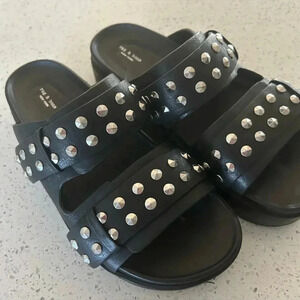 Studded Black Slide Sandals